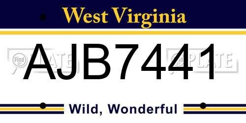 AJB7441 West Virginia License Plate