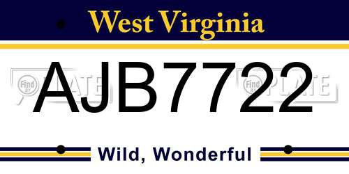 AJB7722 West Virginia License Plate