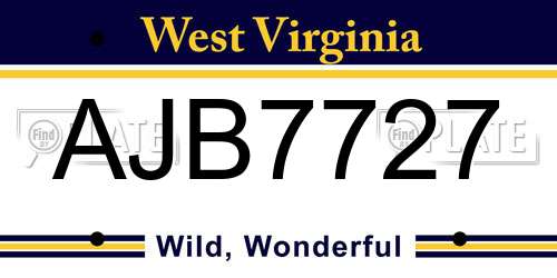 AJB7727 West Virginia License Plate