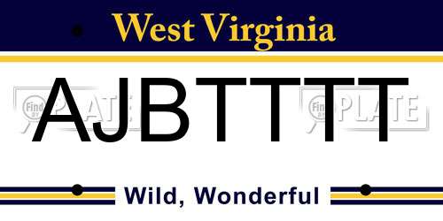AJBTTTT West Virginia License Plate