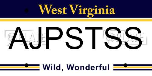 AJPSTSS West Virginia License Plate
