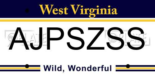 AJPSZSS West Virginia License Plate