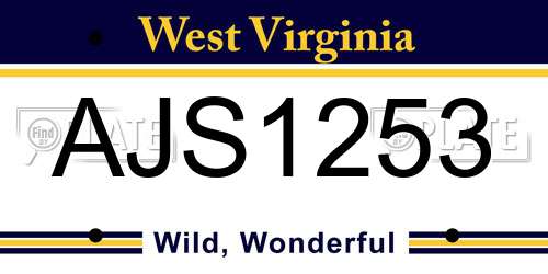 AJS1253 West Virginia License Plate