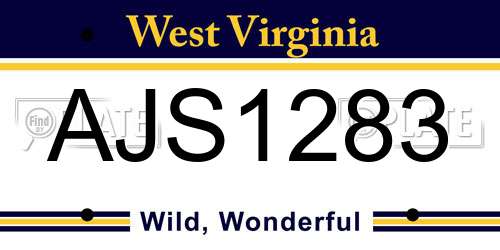 AJS1283 West Virginia License Plate