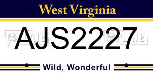 AJS2227 West Virginia License Plate