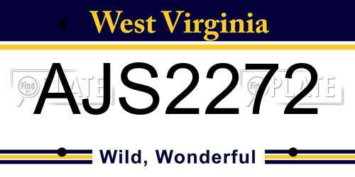 AJS2272 West Virginia License Plate