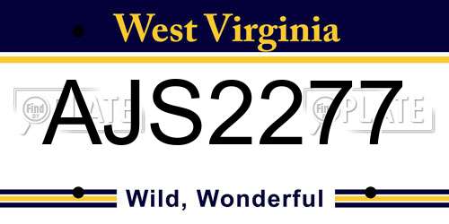 AJS2277 West Virginia License Plate