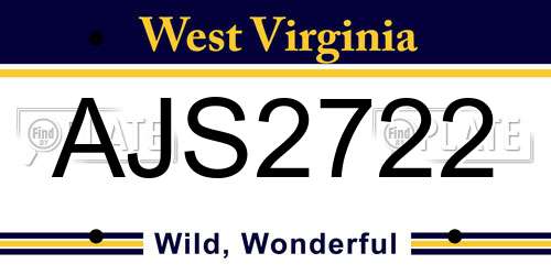 AJS2722 West Virginia License Plate