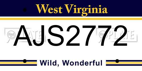 AJS2772 West Virginia License Plate