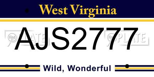 AJS2777 West Virginia License Plate