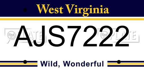 AJS7222 West Virginia License Plate