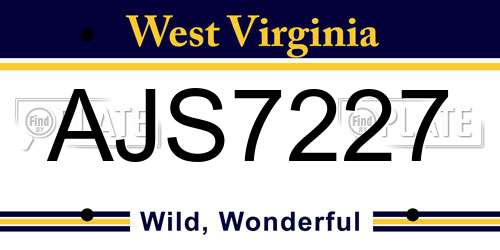 AJS7227 West Virginia License Plate