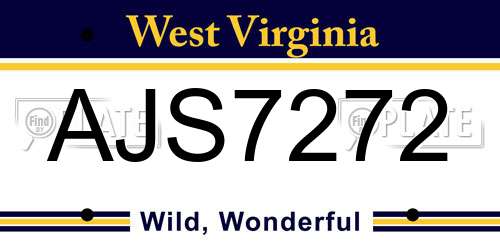 AJS7272 West Virginia License Plate
