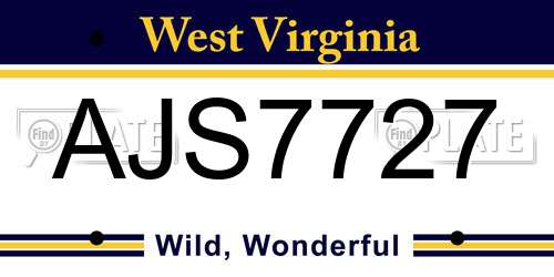 AJS7727 West Virginia License Plate