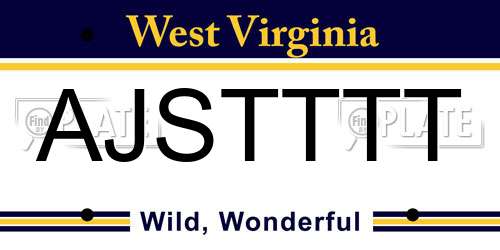 AJSTTTT West Virginia License Plate
