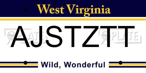 AJSTZTT West Virginia License Plate