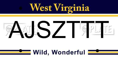 AJSZTTT West Virginia License Plate