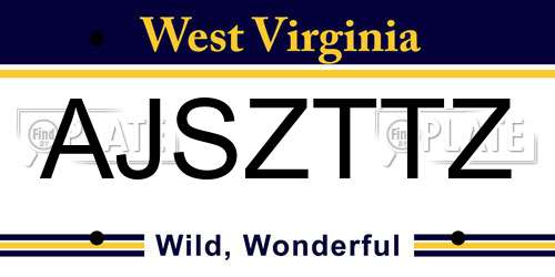 AJSZTTZ West Virginia License Plate