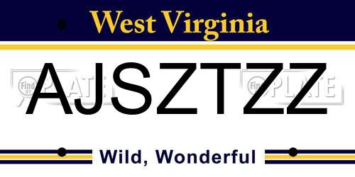 AJSZTZZ West Virginia License Plate