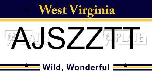 AJSZZTT West Virginia License Plate