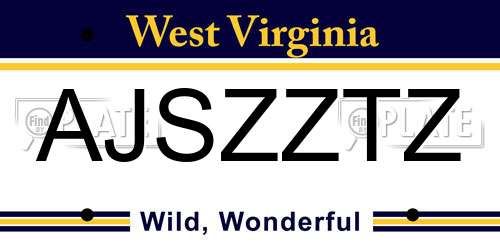 AJSZZTZ West Virginia License Plate