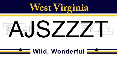 AJSZZZT West Virginia License Plate
