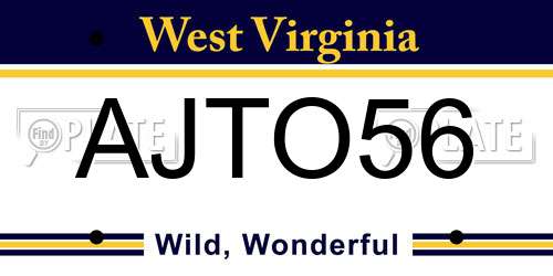 AJTO56 West Virginia License Plate