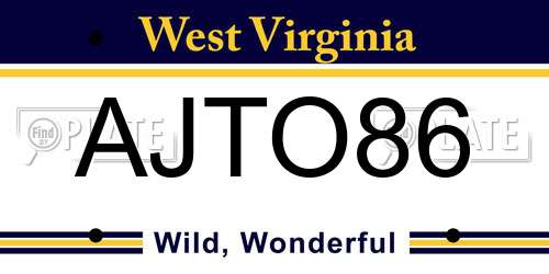 AJTO86 West Virginia License Plate