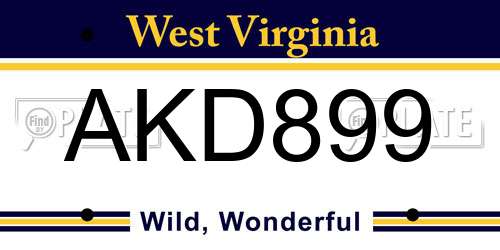 AKD899 West Virginia License Plate