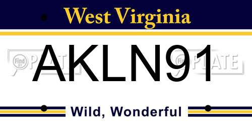 AKLN91 West Virginia License Plate