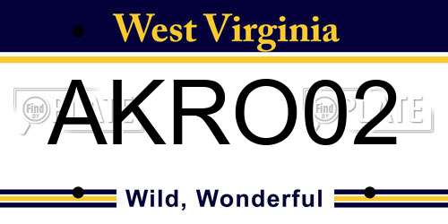 AKRO02 West Virginia License Plate
