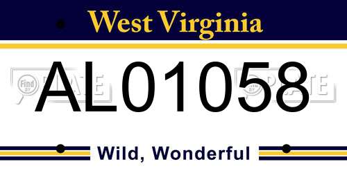 AL01058 West Virginia License Plate