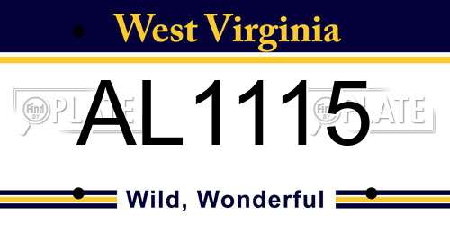 AL1115 West Virginia License Plate