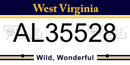 AL35528 West Virginia License Plate