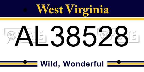 AL38528 West Virginia License Plate