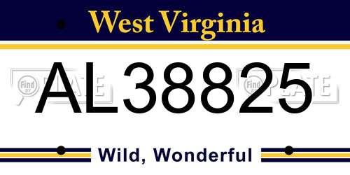 AL38825 West Virginia License Plate