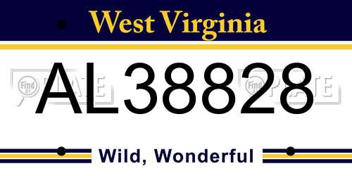 AL38828 West Virginia License Plate