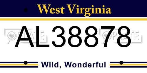 AL38878 West Virginia License Plate