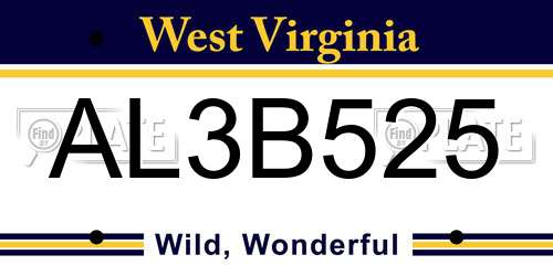 AL3B525 West Virginia License Plate
