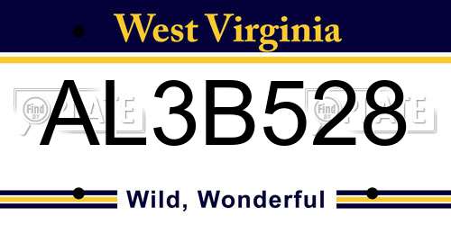 AL3B528 West Virginia License Plate