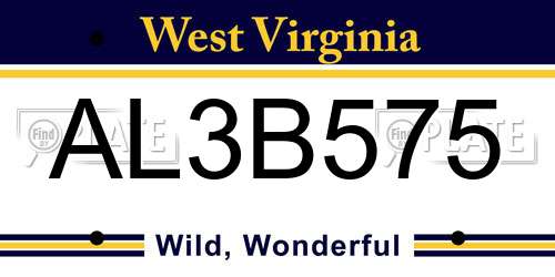 AL3B575 West Virginia License Plate