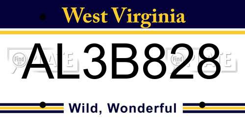 AL3B828 West Virginia License Plate