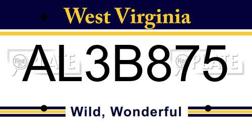 AL3B875 West Virginia License Plate