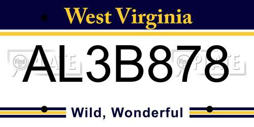 AL3B878 West Virginia License Plate