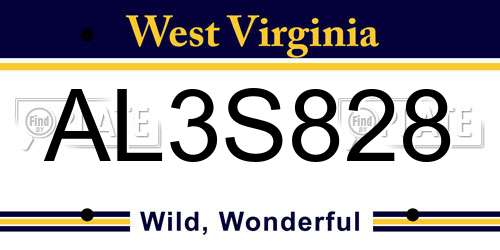AL3S828 West Virginia License Plate