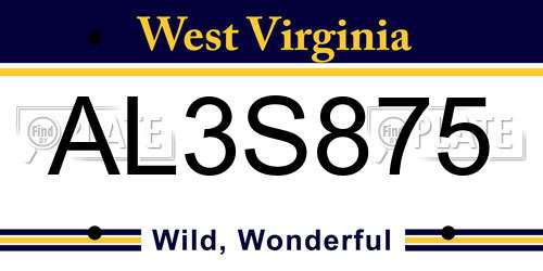 AL3S875 West Virginia License Plate
