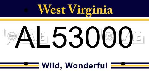 AL53000 West Virginia License Plate