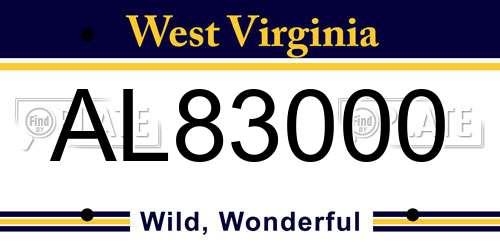 AL83000 West Virginia License Plate