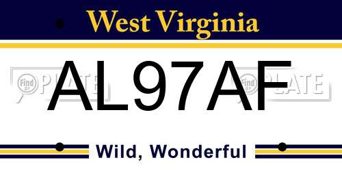 AL97AF West Virginia License Plate