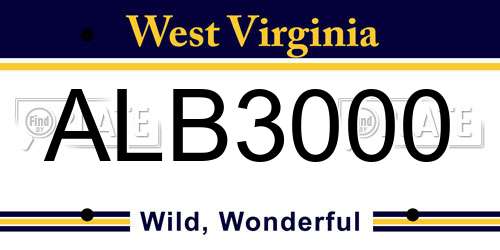 ALB3000 West Virginia License Plate